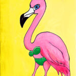 Birds in Bikinis - Flamingo Print - A5